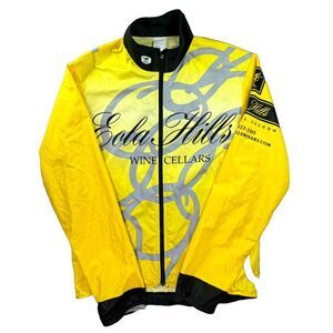 Sugoi Cycling Jacket Mens Small Yellow‎ Full Zip "Will Bike for Wine" Eola Hills